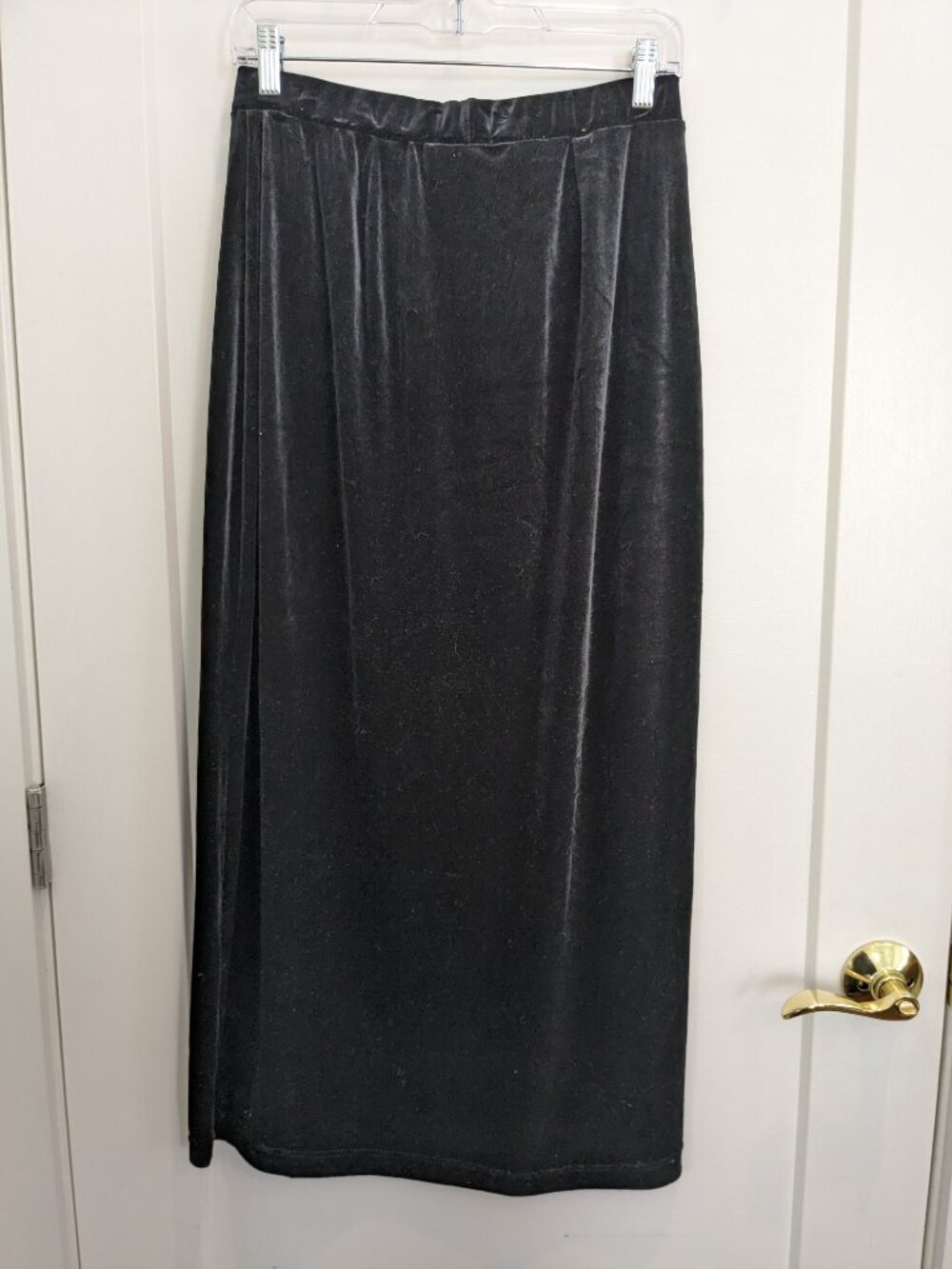 LRL Ralph Lauren Black Velvet Skirt Large Straight Retro Romance Whimsigoth Midi - Picture 5 of 8